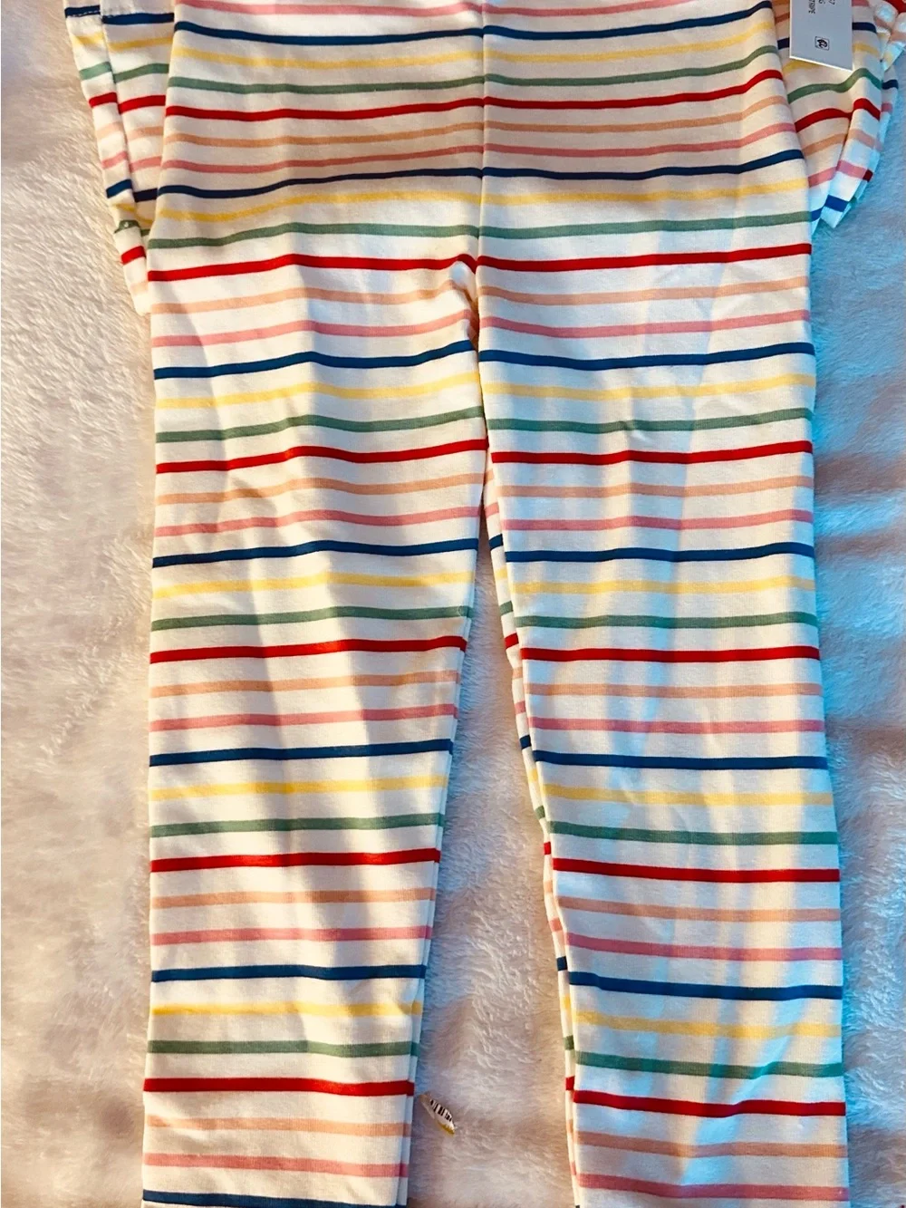wonder nation White Multi Rainbow Stripe Kids Pajama Set